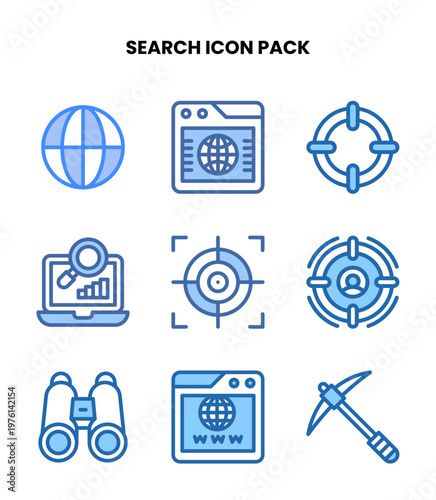 Search Two Colour Set Icons Pack