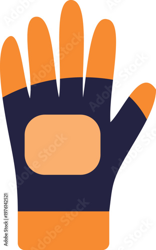 Vector illustration of an orange and black protective work glove on white background