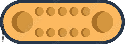 Minimal flat design illustration of an electric guitar pickup with a clean white background