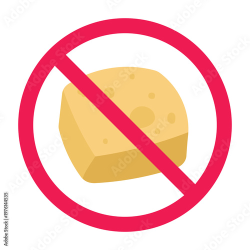 No tofu sign, forbidden fried tofu sign, soy products prohibited symbol, soy allergy warning, no fried food, avoid oily food