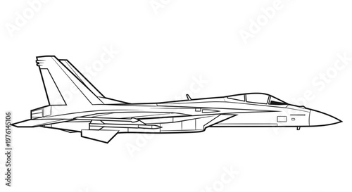 Military Jet Aircraft Side View Illustration