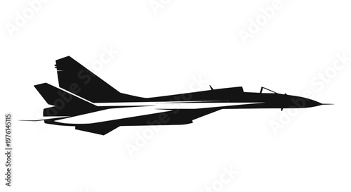 Military Jet Aircraft Silhouette in Flight - Dynamic Aerial View