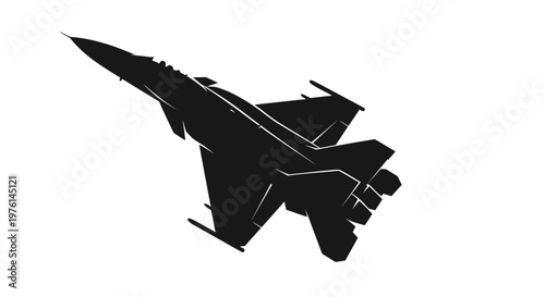 Military Jet Aircraft Silhouette in Dynamic Flight