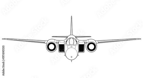 Military Jet Aircraft Top View Illustration