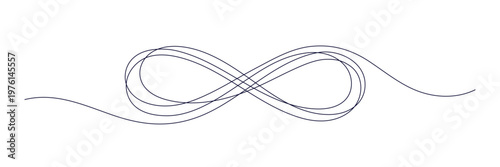 Continuous line infinity sign illustration with flowing curves. Perfect symbol for unity, friendship or forever concepts. Hand draw sketch loop art with elegant endless design. Editable vector stroke