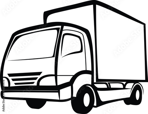 Delivery truck silhouette icon cargo transport vehicle logistics shipping van illustration isolated on white background for business transportation design