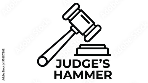 Judge gavel icon, law hammer vector illustration, court symbol