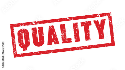 Quality rubber stamp with red grunge texture. Vector illustration.
