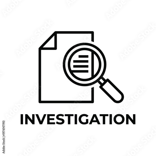Investigation Document Analysis Magnifying Glass Vector Icon