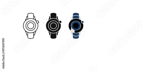 Modern Smartwatch Wearable Technology Icon Set - Fitness Tracker and Gadget Vector