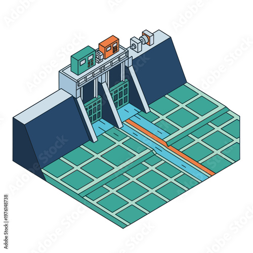 Hydroelectric Dam with Water Flow Control.