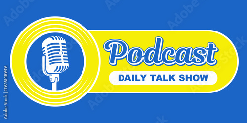 podcast talk show logo text label badge typography editable text effect font style template design