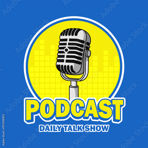 podcast live talk show logo text typography editable text effect style template design background