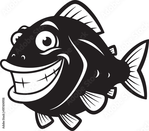 Funny Fish Bold Outline Silhouette Line Art