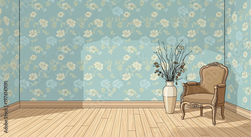 Brown wooden chair with upholstered seat.