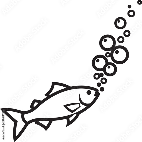 Funny Fish Bold Outline Silhouette Line Art