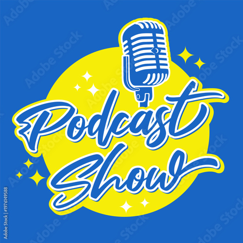 podcast show logo text live talk show performance typography editable text effect font style template