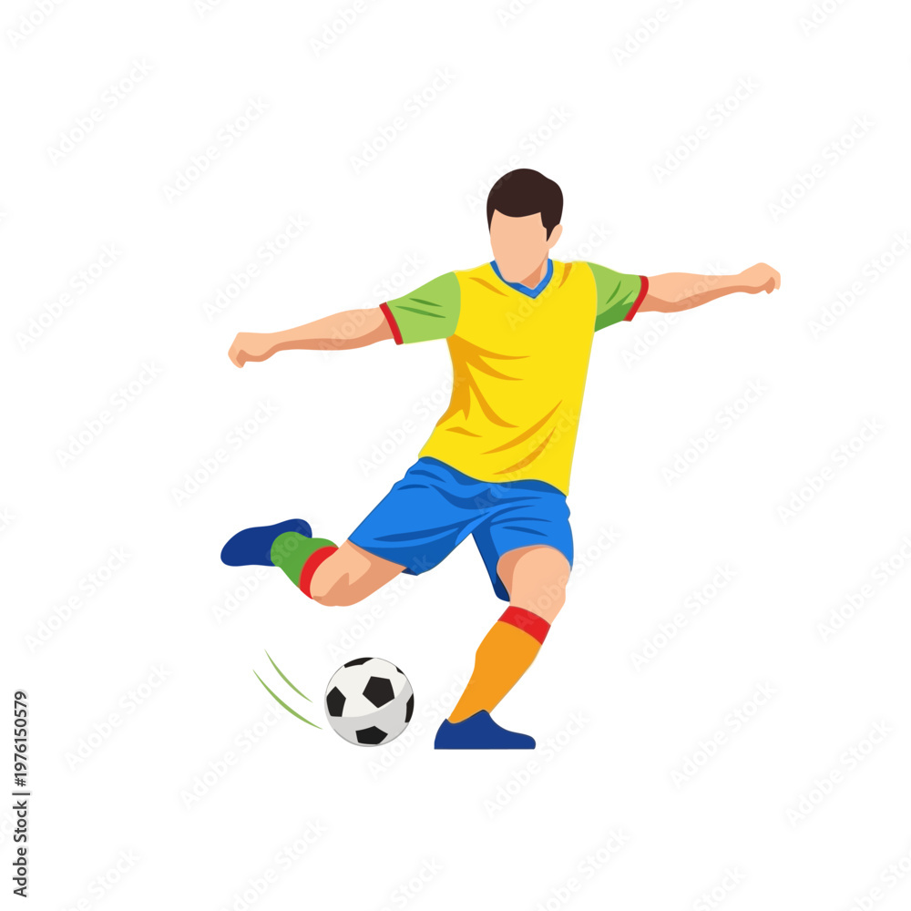 Obraz premium Soccer Player Kicking Ball - Dynamic Action Shot, Athlete in Motion