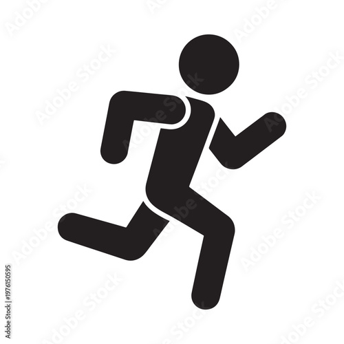 Simple black silhouette of a person actively running forward