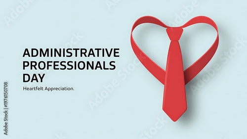 A creative graphic design honoring administrative professionals day with a red necktie heart shape