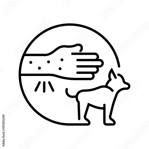 Animal allergy icon. Healthcare and allergy line symbol. Black and white.