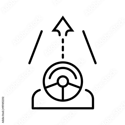 Autopilot car icon. Transport and autonomous driving line symbol. Black and white.