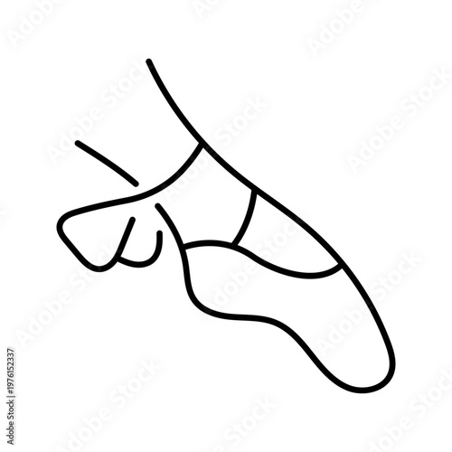 Ballet shoe icon. Arts and dance line symbol. Black and white.