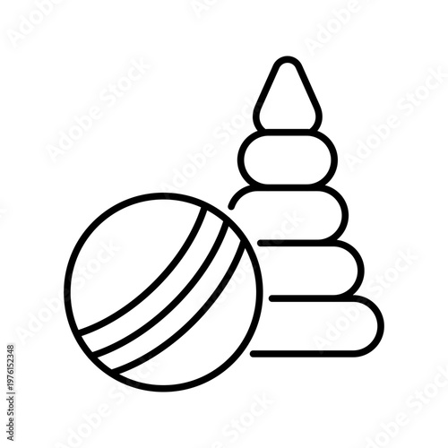 Baby toy icon. Lifestyle and baby toys line symbol. Black and white.