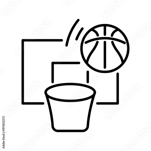 Basketball hoop icon. Sports and basketball line symbol. Black and white.