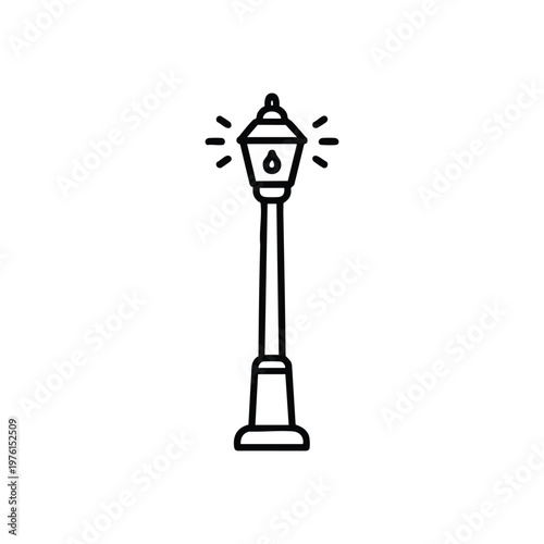 Circus vintage street lamp black and white vector icon for amusement park and carnival design