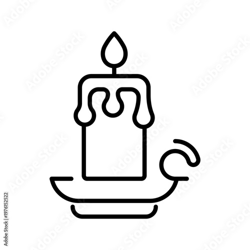 Candle holder icon. Home and lighting line symbol. Black and white.