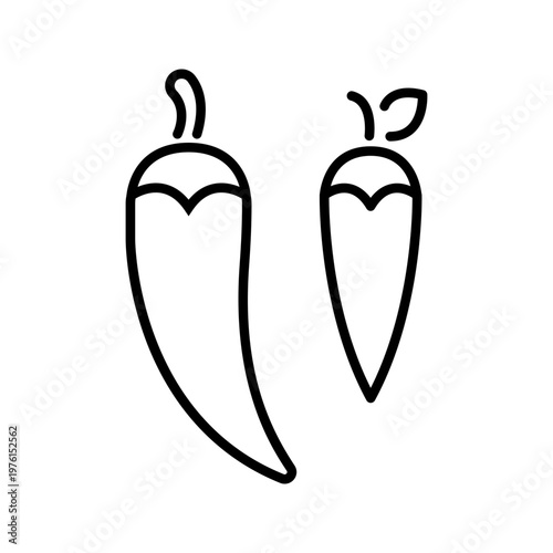 Chili pepper icon. Food and vegetable line symbol. Black and white.