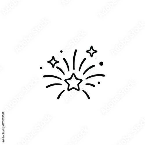 Circus celebration star fireworks black and white vector icon for entertainment and party design