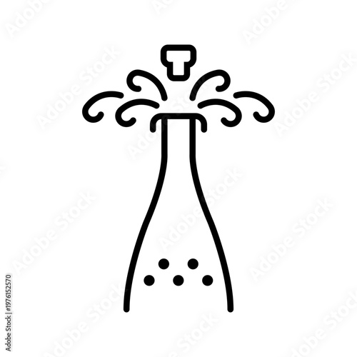 Champagne bottle icon. Food and sparkling wine line symbol. Black and white.