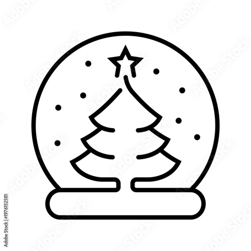 Christmas snow globe icon. Lifestyle and christmas decor line symbol. Black and white.
