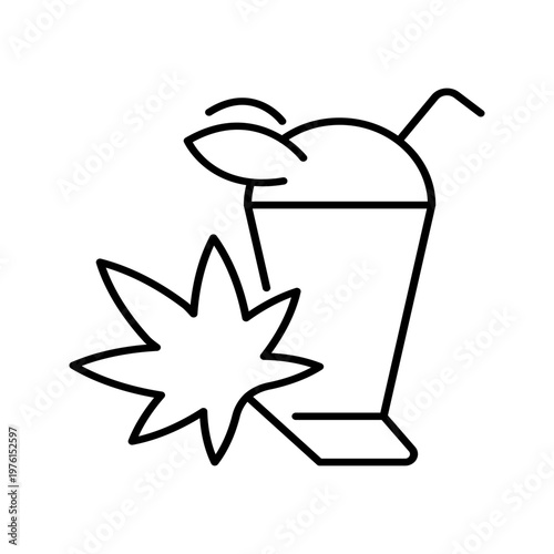 Cocktail drink icon. Food and cocktails line symbol. Black and white.