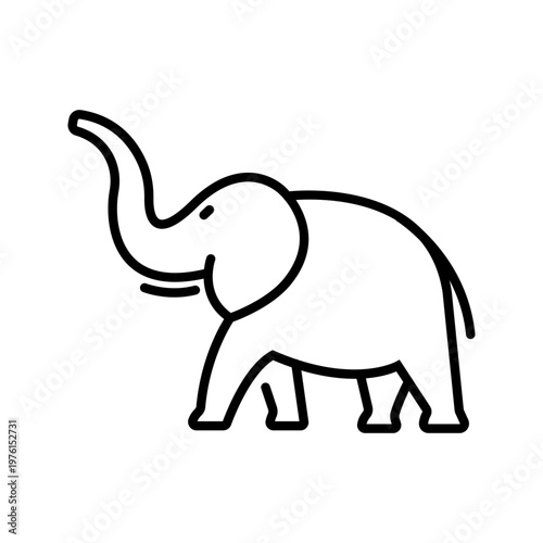 Elephant wildlife icon. Animals and mammal line symbol. Black and white.