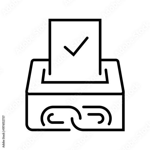 Electronic voting icon. Politics and online voting line symbol. Black and white.