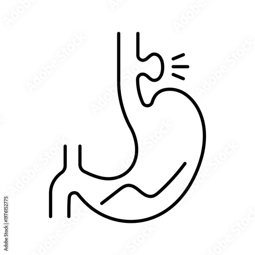 Esophagus diverticulum icon. Healthcare and gastroenterology line symbol. Black and white.