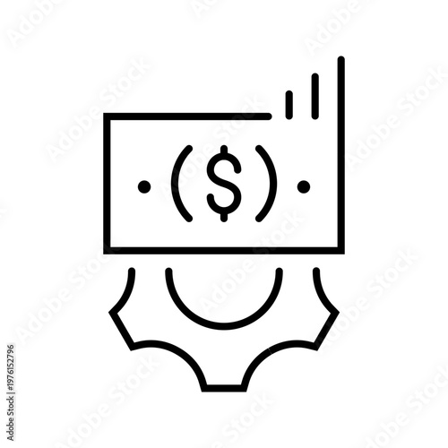 Financial management icon. Business and financial planning line symbol. Black and white.