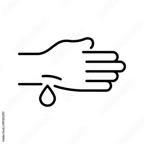 Hand cut icon. Healthcare and traumatology line symbol. Black and white.