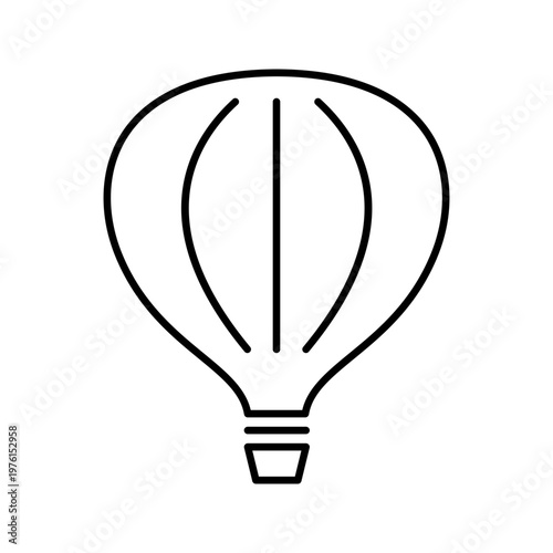 Hot air balloon icon. Travel and ballooning line symbol. Black and white.
