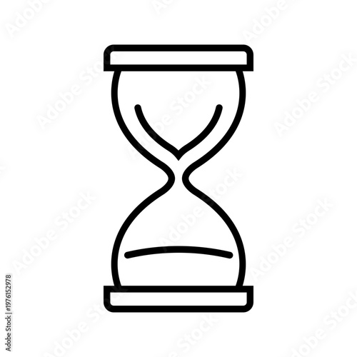 Hourglass timer icon. Business and time management line symbol. Black and white.