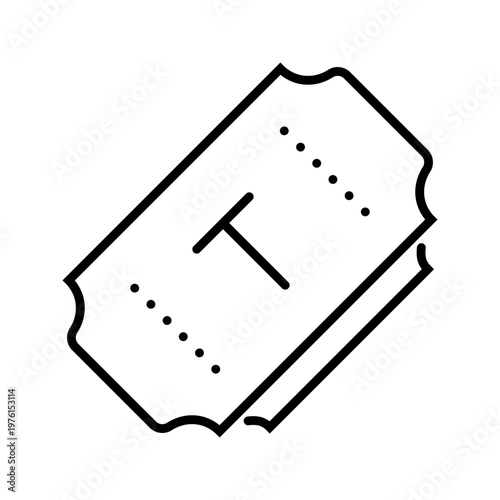 Movie ticket icon. Entertainment and cinema line symbol. Black and white.