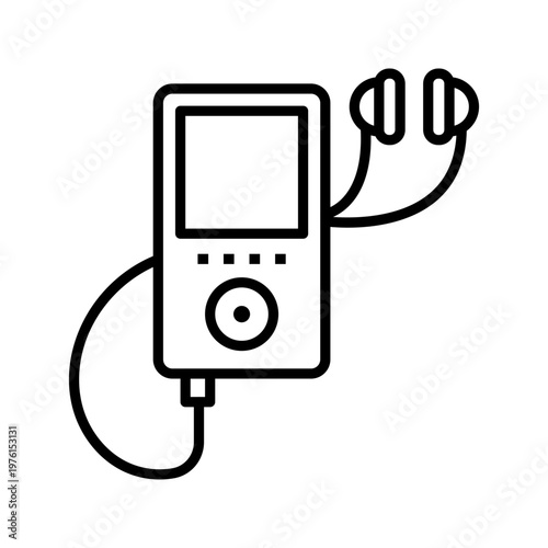 Music player icon. Entertainment and mp3 player line symbol. Black and white.