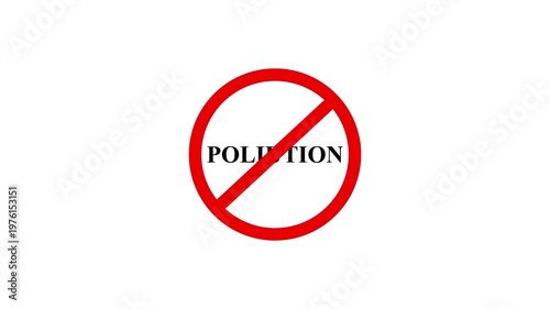 Pollution prohibition sign animation, black background. Caution warning symbol, alert, error sign, security protection.