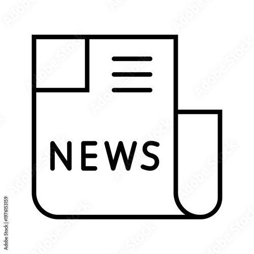 News paper icon. Communication and journalism line symbol. Black and white.