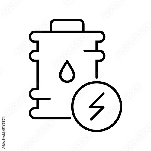 Oil barrel energy icon. Industry and oil and gas line symbol. Black and white.