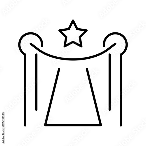 Red carpet icon. Entertainment and award ceremony line symbol. Black and white.