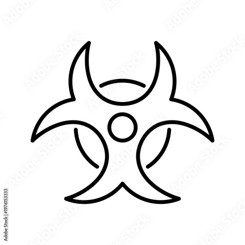 Radiation hazard icon. Science and radiation safety line symbol. Black and white.